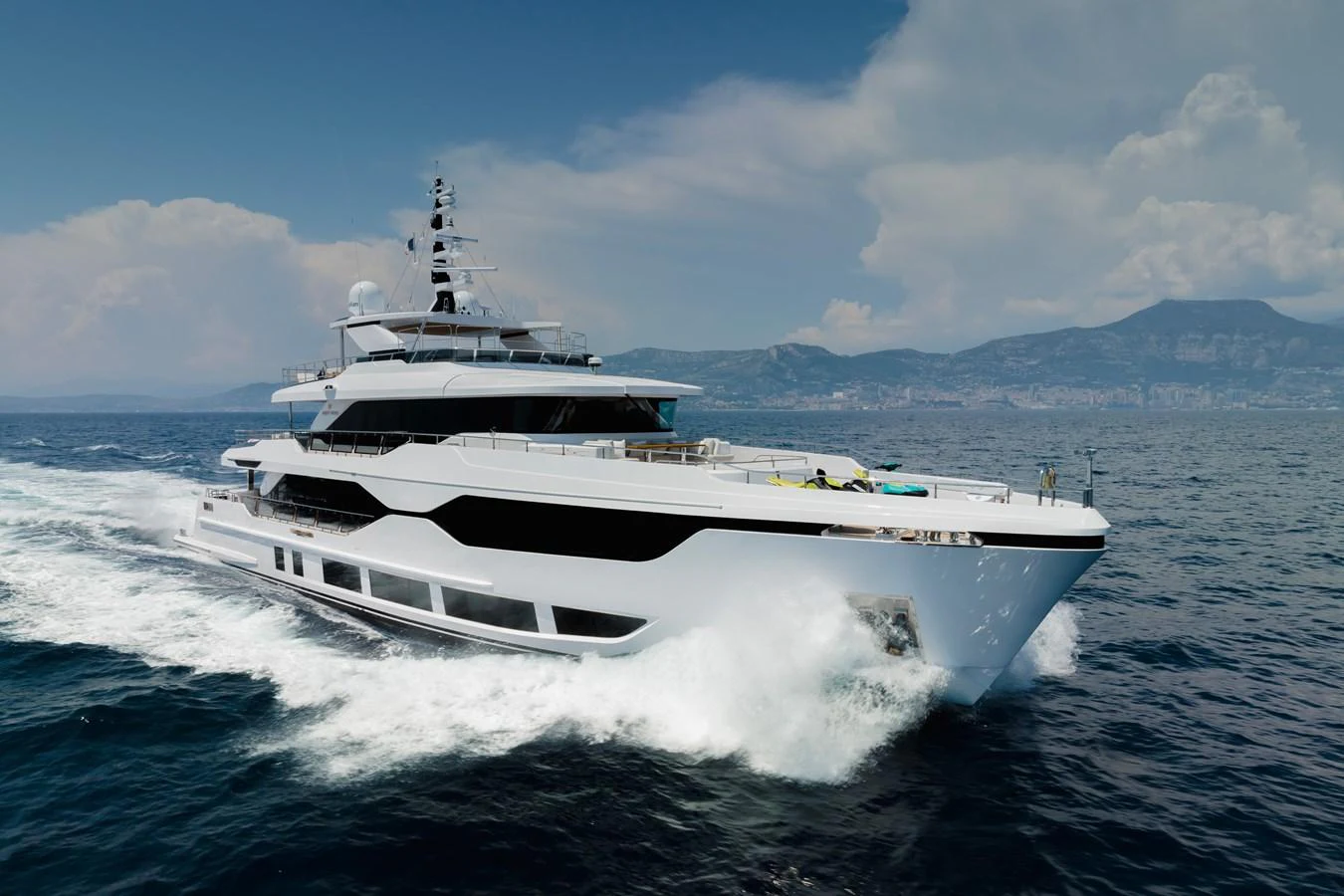 a white yacht on the water aboard MAJESTY 120 Yacht for Sale