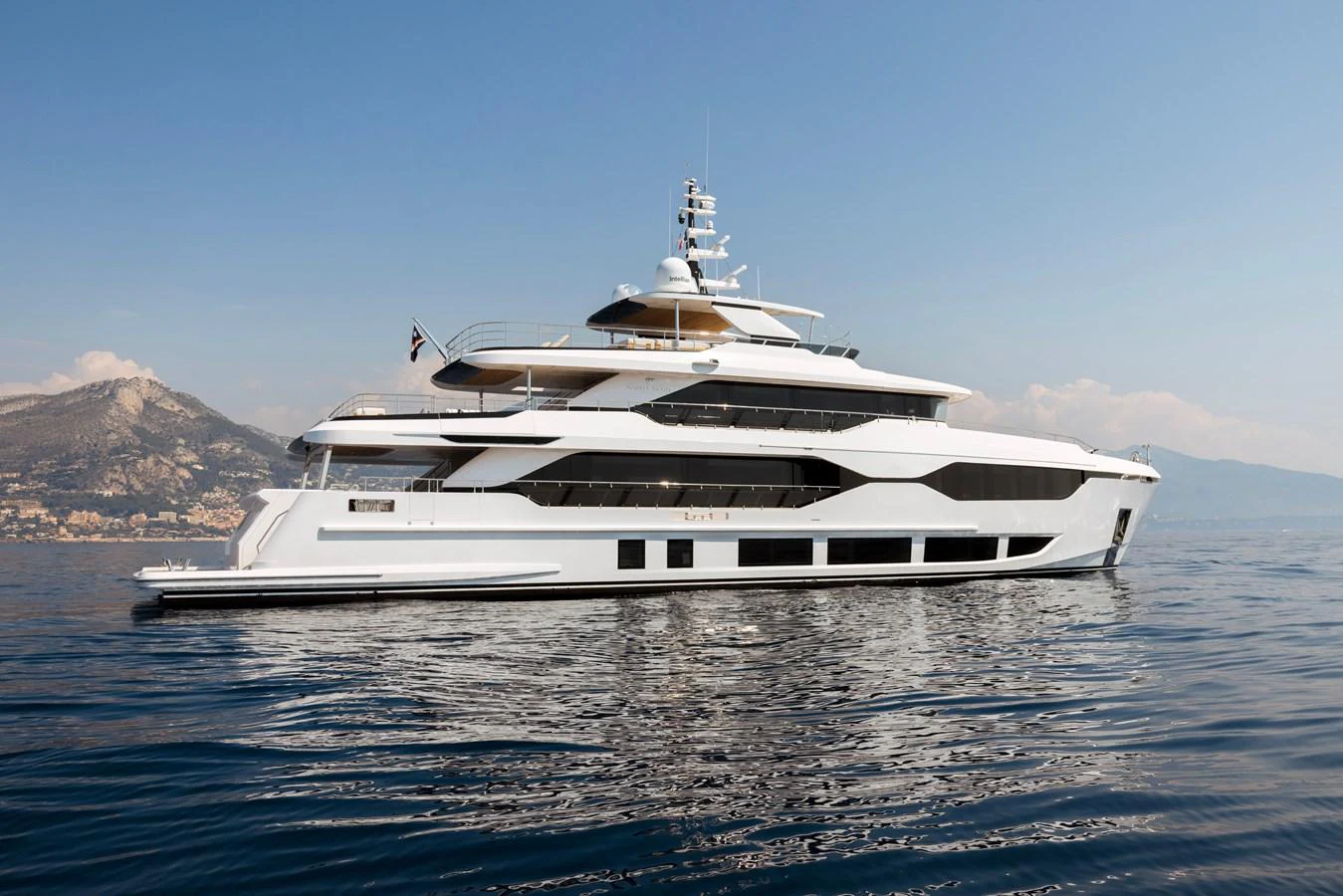 a white yacht in the water aboard MAJESTY 120 Yacht for Sale