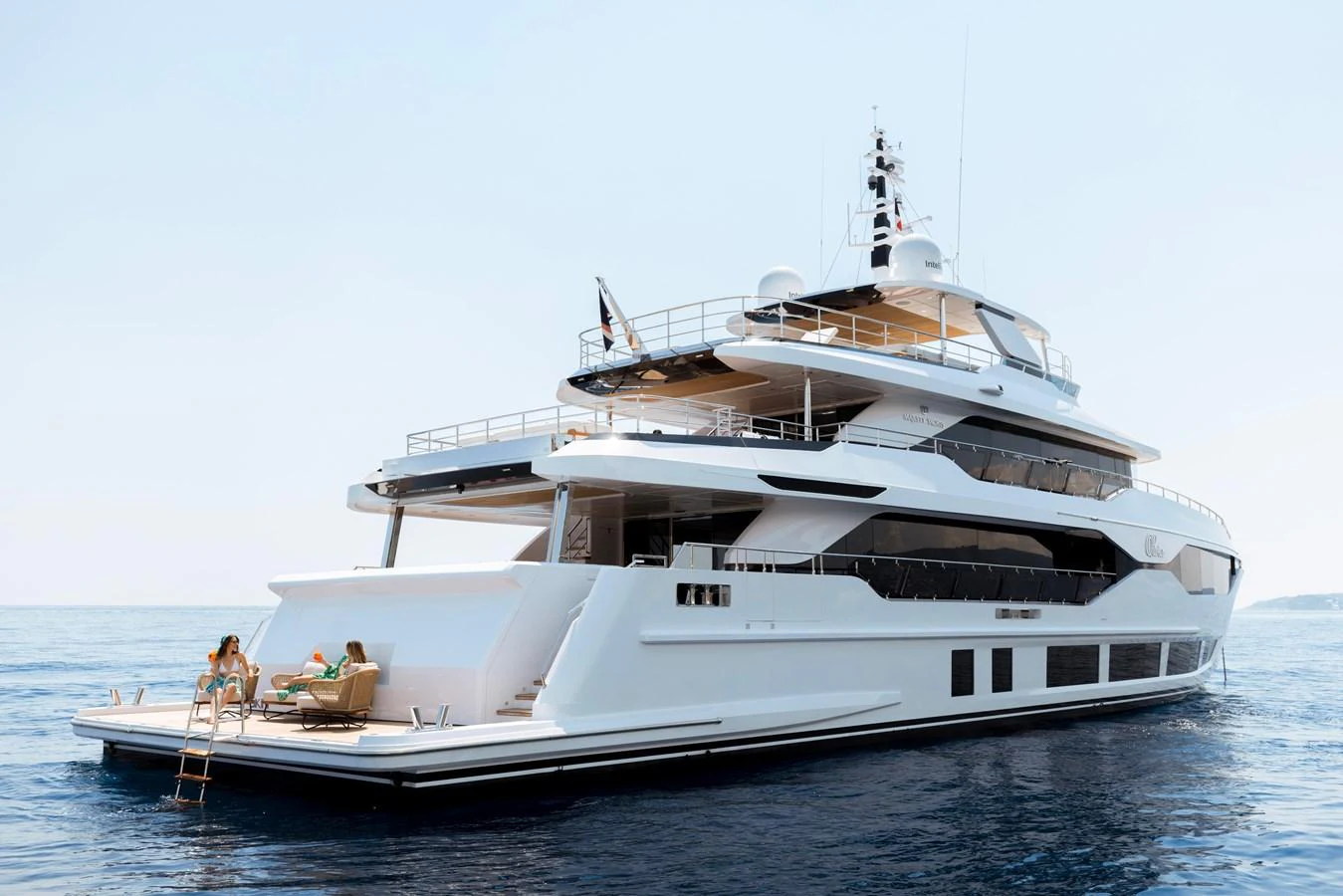 a white yacht on the water aboard MAJESTY 120 Yacht for Sale