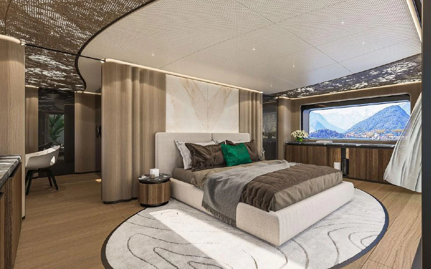 The master stateroom offers a luxurious and spacious retreat with elegant decor and stunning views. aboard SIRENA 42M Yacht for Sale