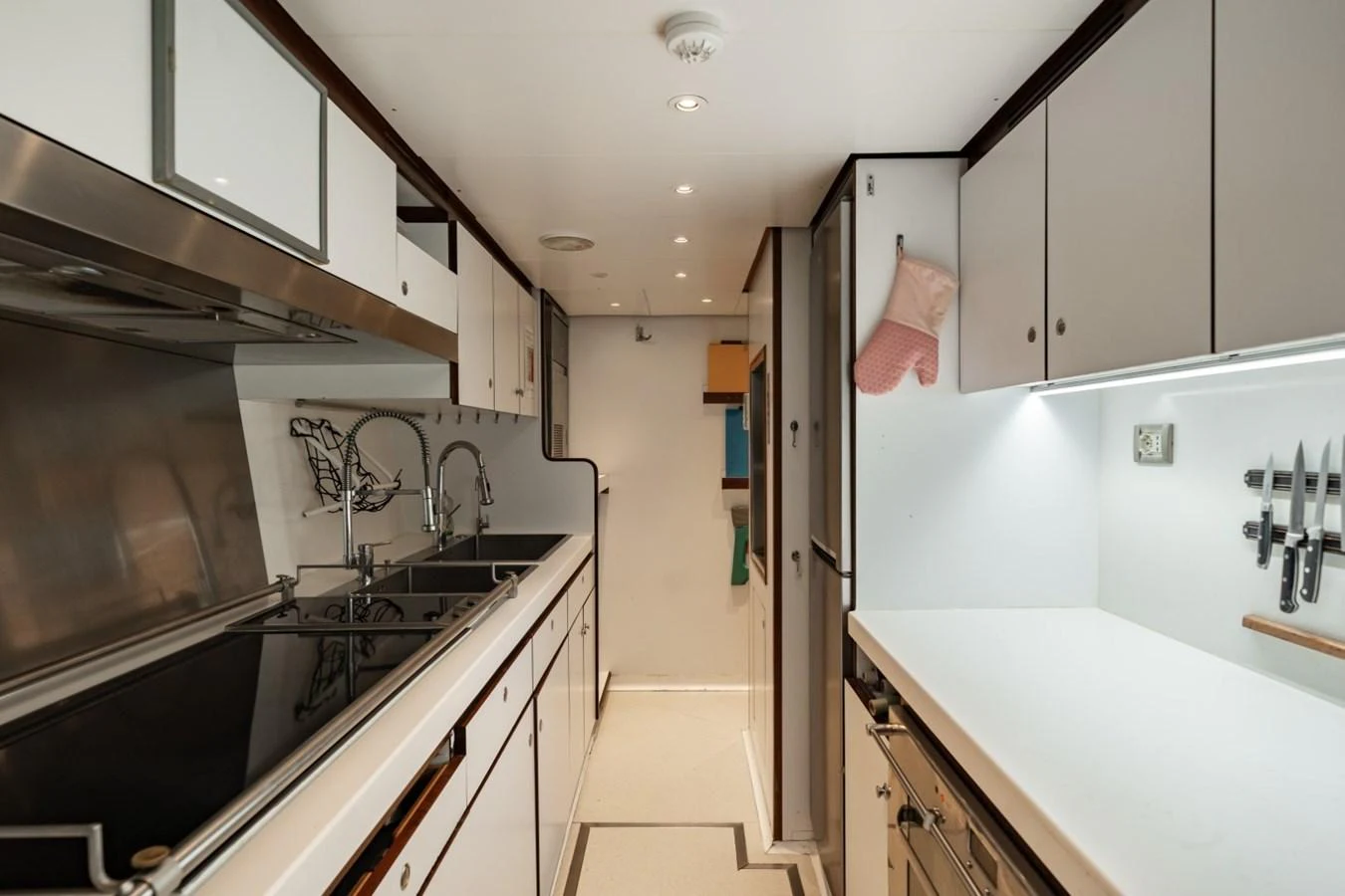 The yacht's galley features modern appliances and ample counter space for gourmet meal preparation. aboard DIONE STAR Yacht for Sale