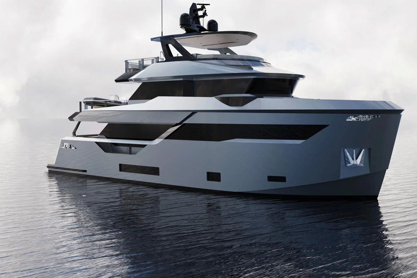 A sleek and modern yacht glides gracefully on calm waters, showcasing its contemporary design and luxurious features. aboard AES Yacht for Sale