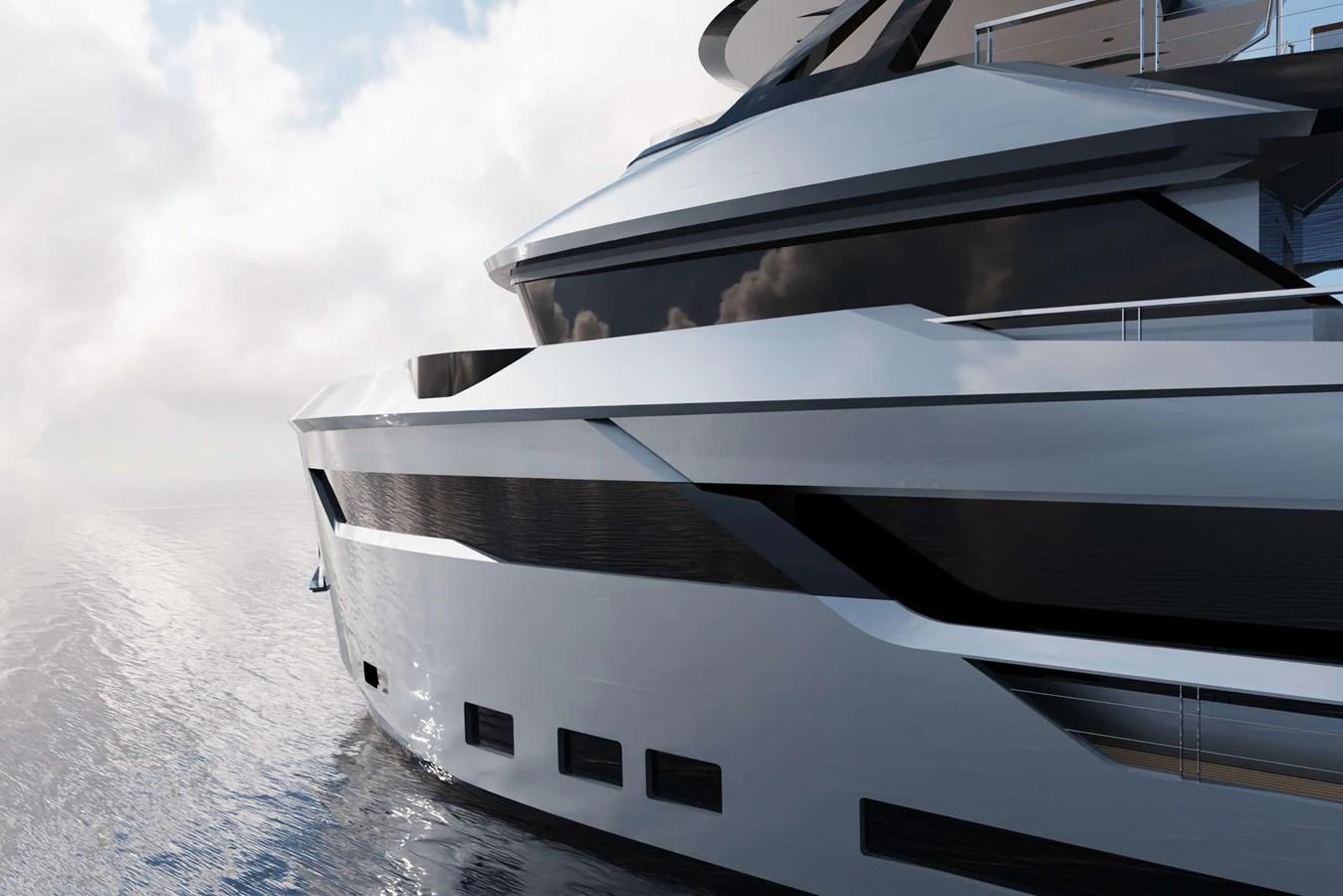 A sleek and modern yacht glides gracefully on calm waters, showcasing its elegant design and luxurious finishes. aboard AES 85 Yacht for Sale
