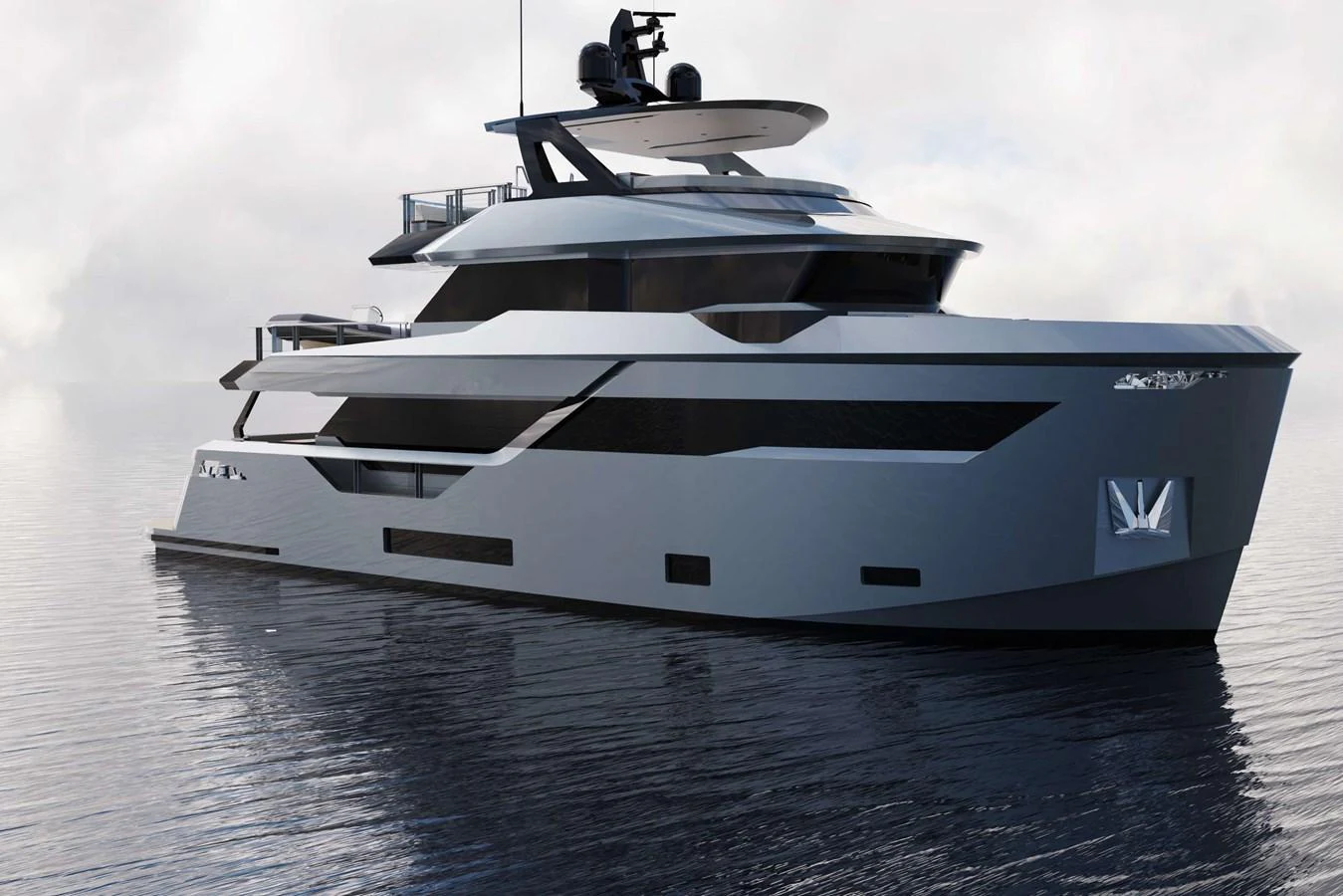 A sleek and modern yacht glides gracefully on calm waters, showcasing its contemporary design and luxurious amenities. aboard AES 85 Yacht for Sale