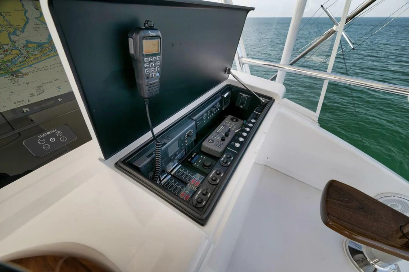 The yacht's helm features advanced navigation and communication equipment, ensuring a safe and efficient voyage. aboard NIKKI BELLA Yacht for Sale