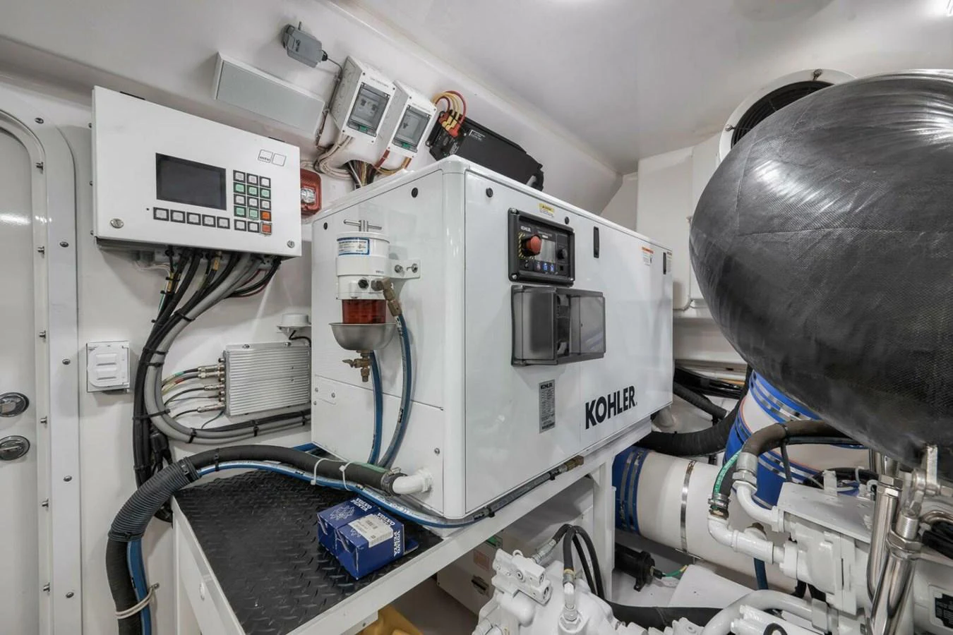 The engine room is equipped with advanced machinery and control systems. aboard NIKKI BELLA Yacht for Sale