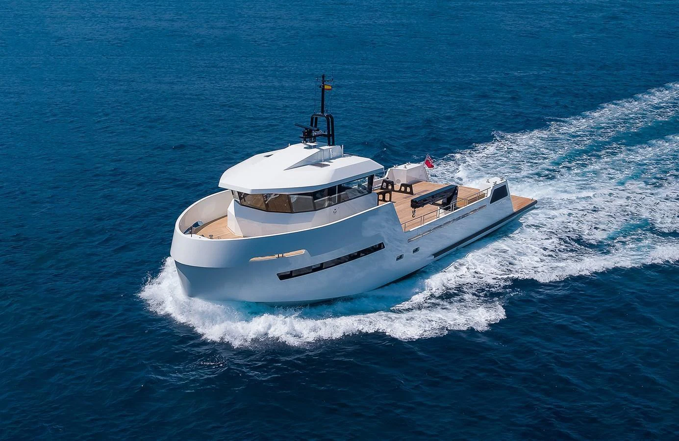 A sleek, modern yacht cruises smoothly on the open water, showcasing its elegant design and spacious deck. aboard 27 YXT Yacht for Sale