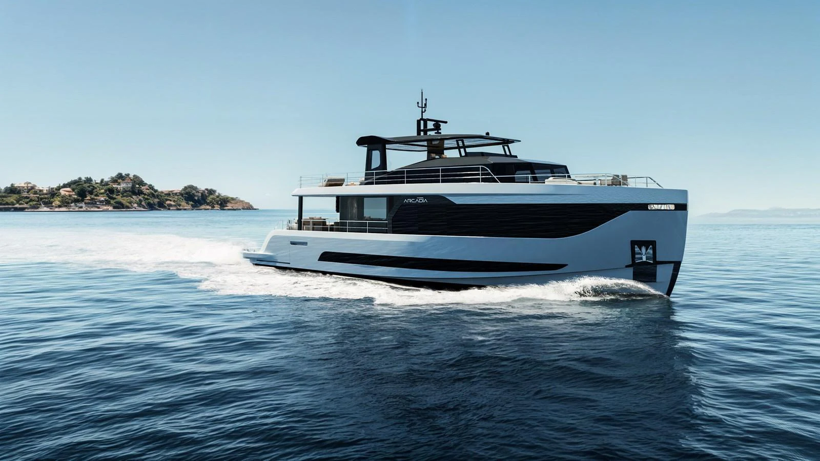 A sleek and modern yacht glides effortlessly across calm waters, showcasing its elegant design. aboard A80NEW Yacht for Sale