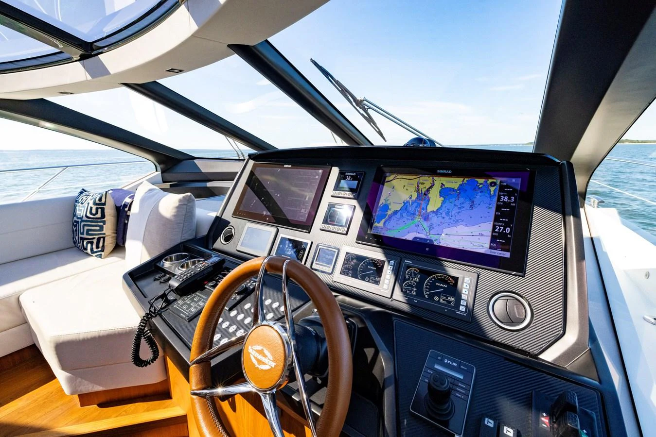 a cockpit of a plane aboard KB JR Yacht for Sale
