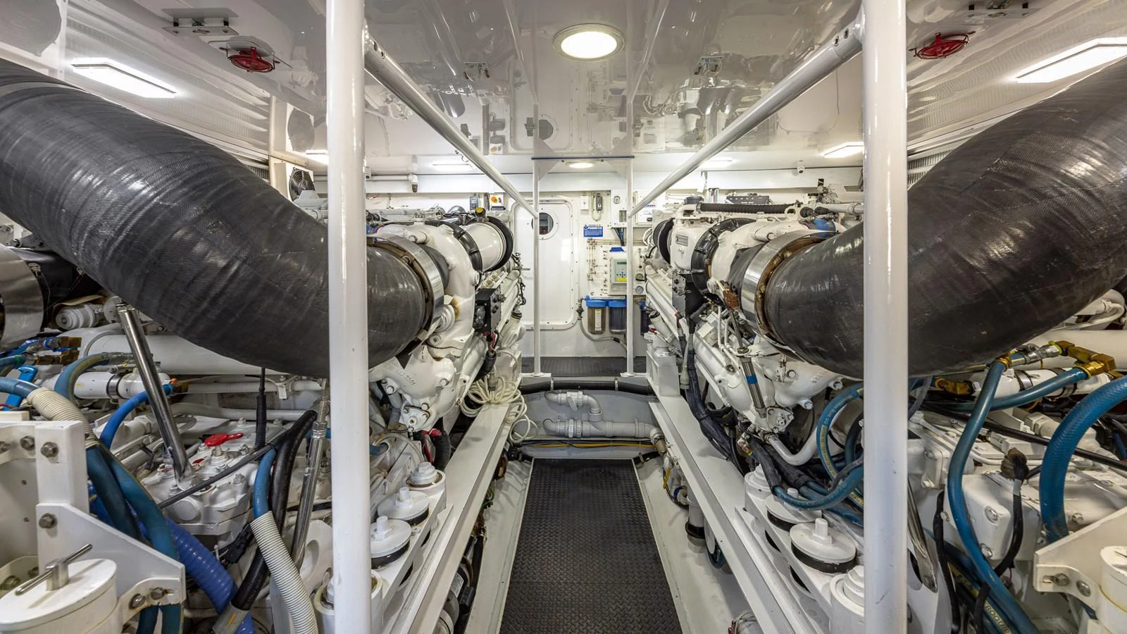 The engine room showcases the yacht's powerful and well-maintained machinery. aboard FIRST BITE Yacht for Sale