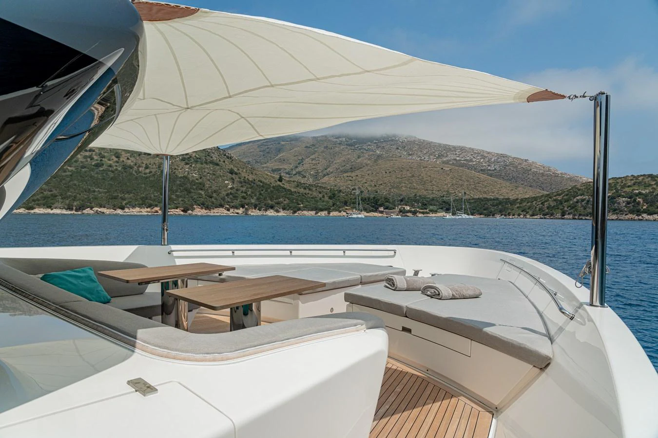 The flybridge offers a luxurious seating area with stunning views of the surrounding waters. aboard SANLORENZO SX 88 M&M Yacht for Sale