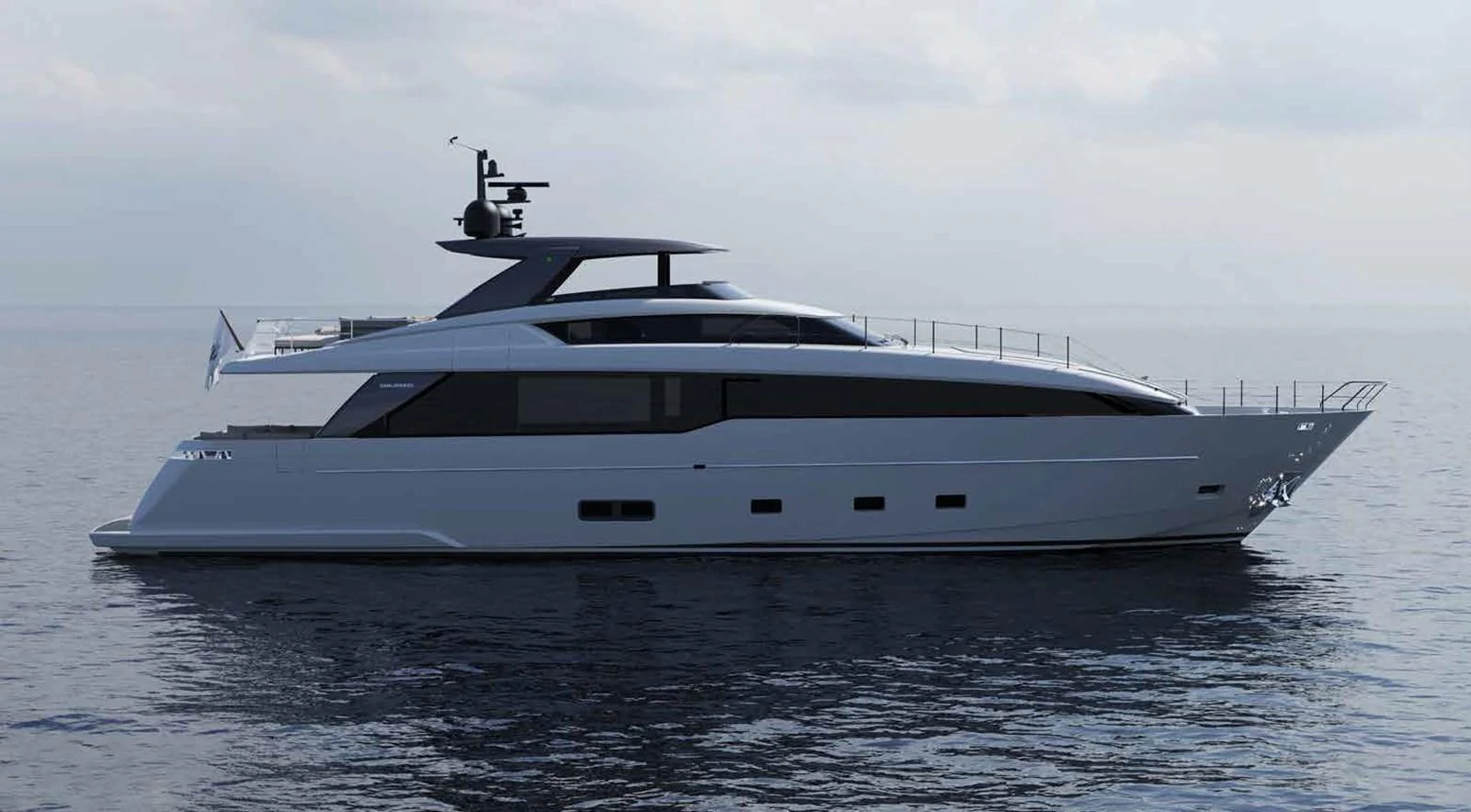 A sleek and modern yacht glides gracefully on calm waters, showcasing its elegant design. aboard TELL NO ONE Yacht for Sale