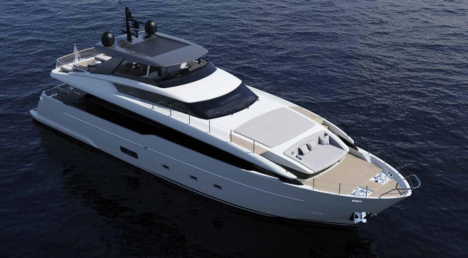 A sleek and modern yacht glides gracefully on calm waters, showcasing its elegant design and spacious deck areas. aboard TELL NO ONE Yacht for Sale