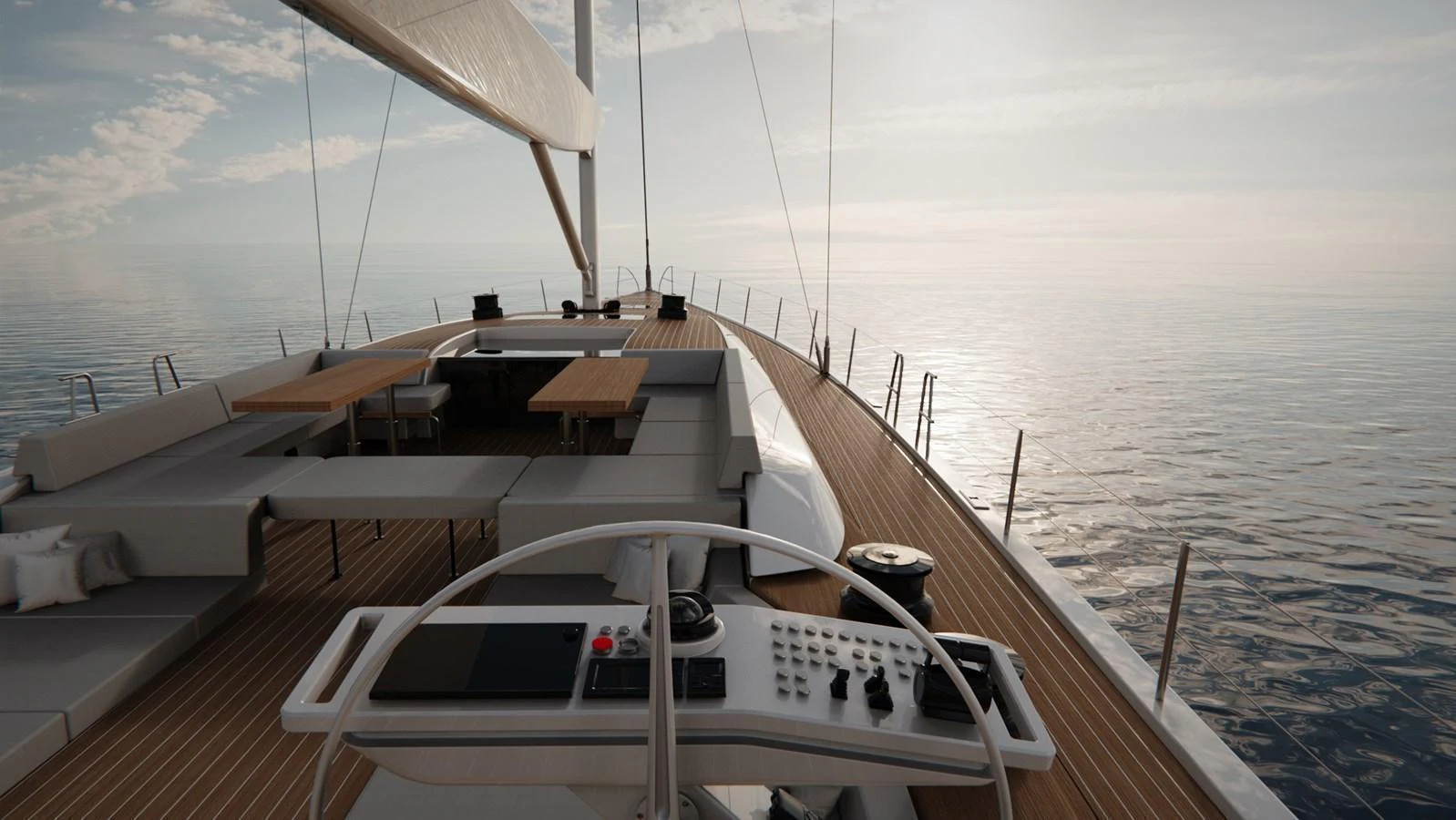 The yacht's deck offers a serene and spacious area for relaxation and navigation. aboard TO BE DECIDED Yacht for Sale