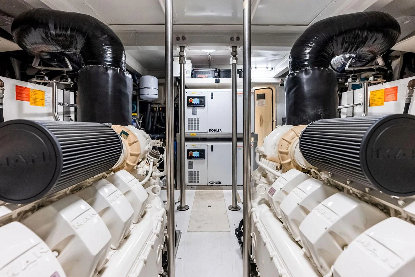The engine room showcases powerful machinery and well-organized systems. aboard CLASS DISMISSED Yacht for Sale