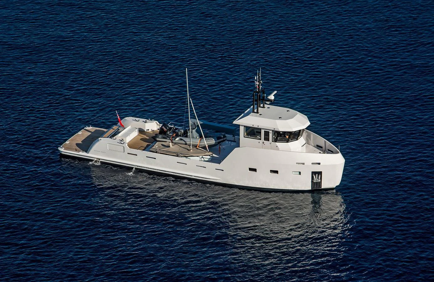 A sleek, modern yacht cruising on calm blue waters. aboard 20 YXT Yacht for Sale