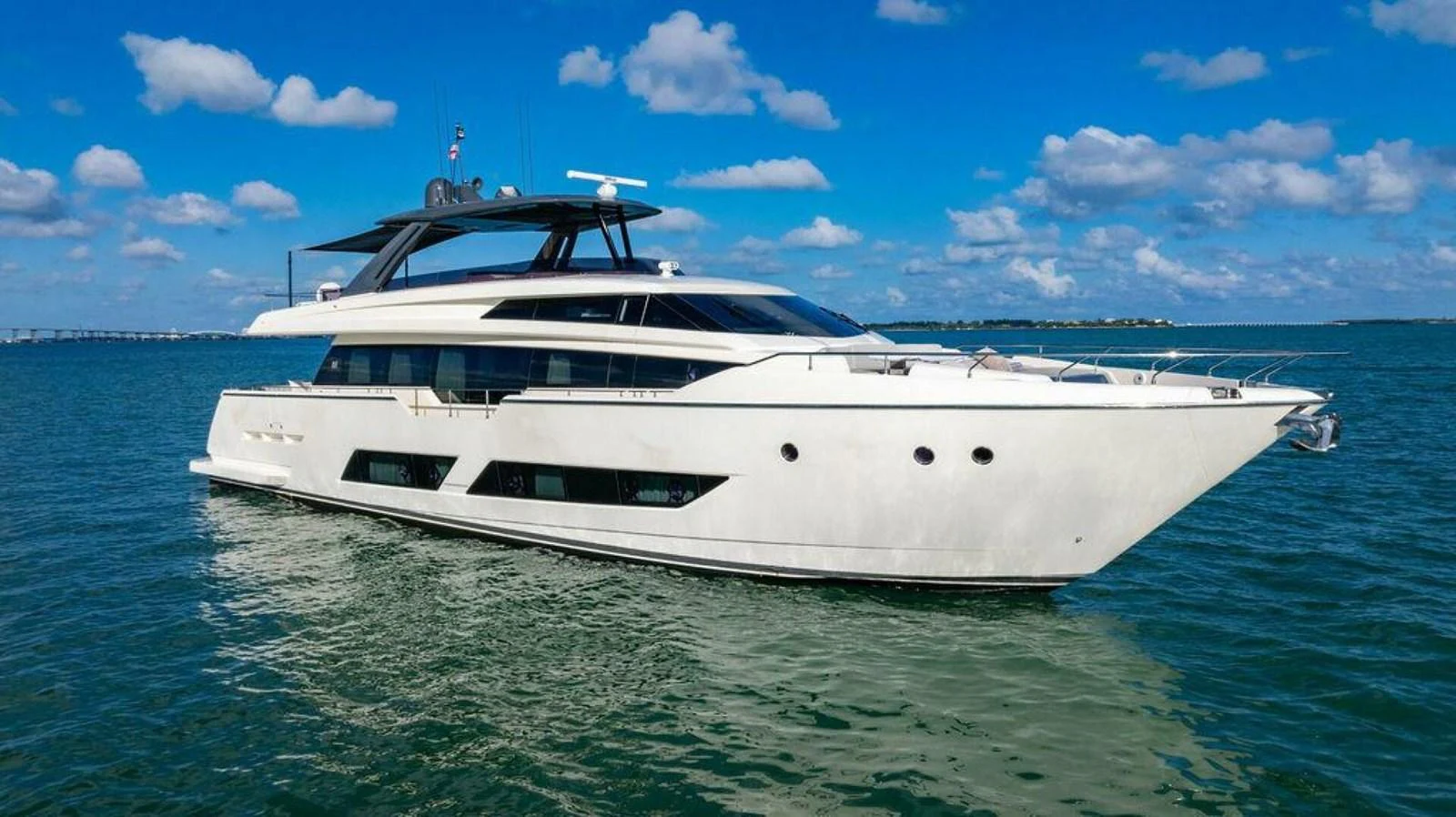 a white yacht in the water aboard 85 FERRETTI Yacht for Sale