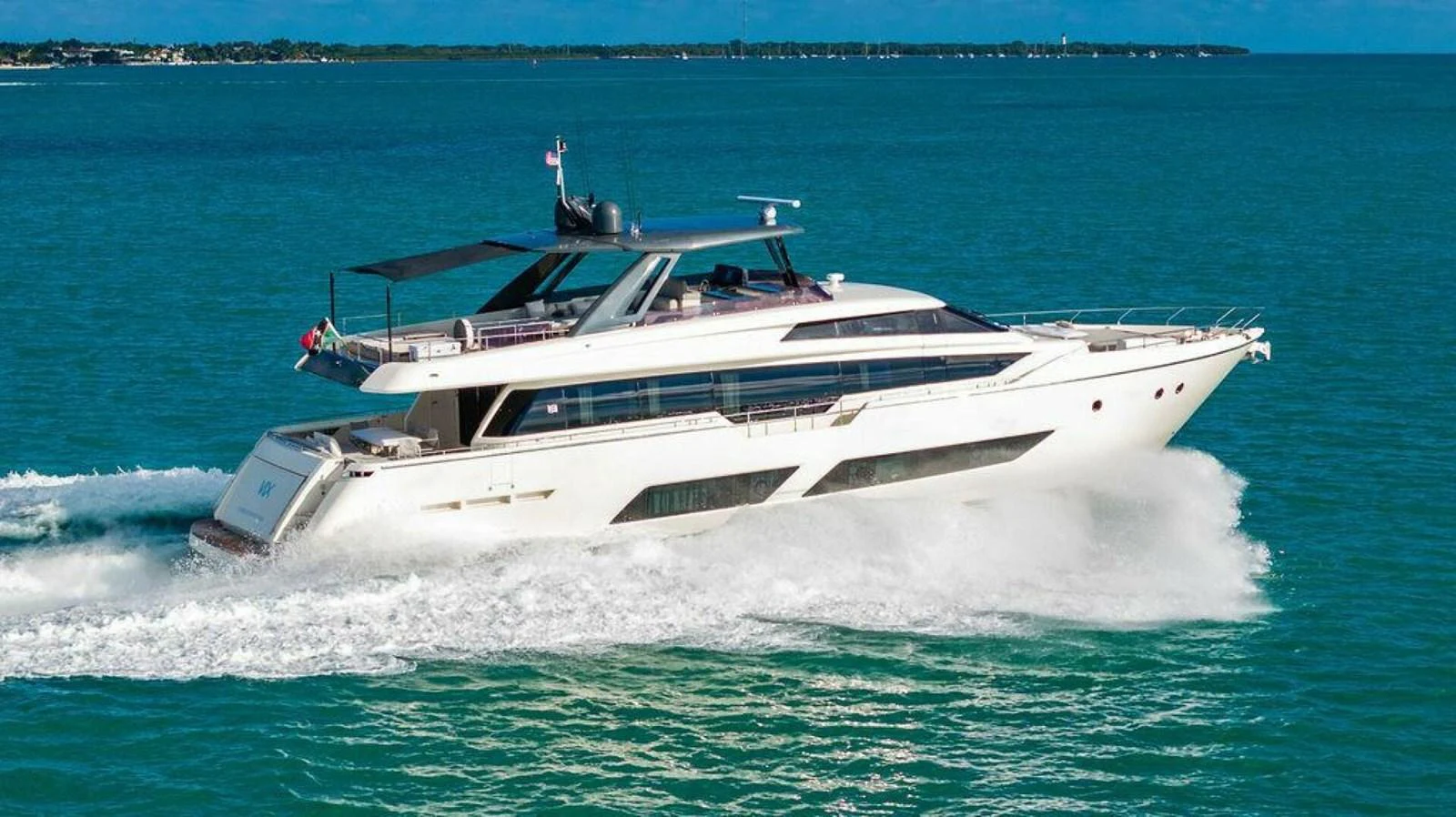 a white boat on the water aboard 85 FERRETTI Yacht for Sale