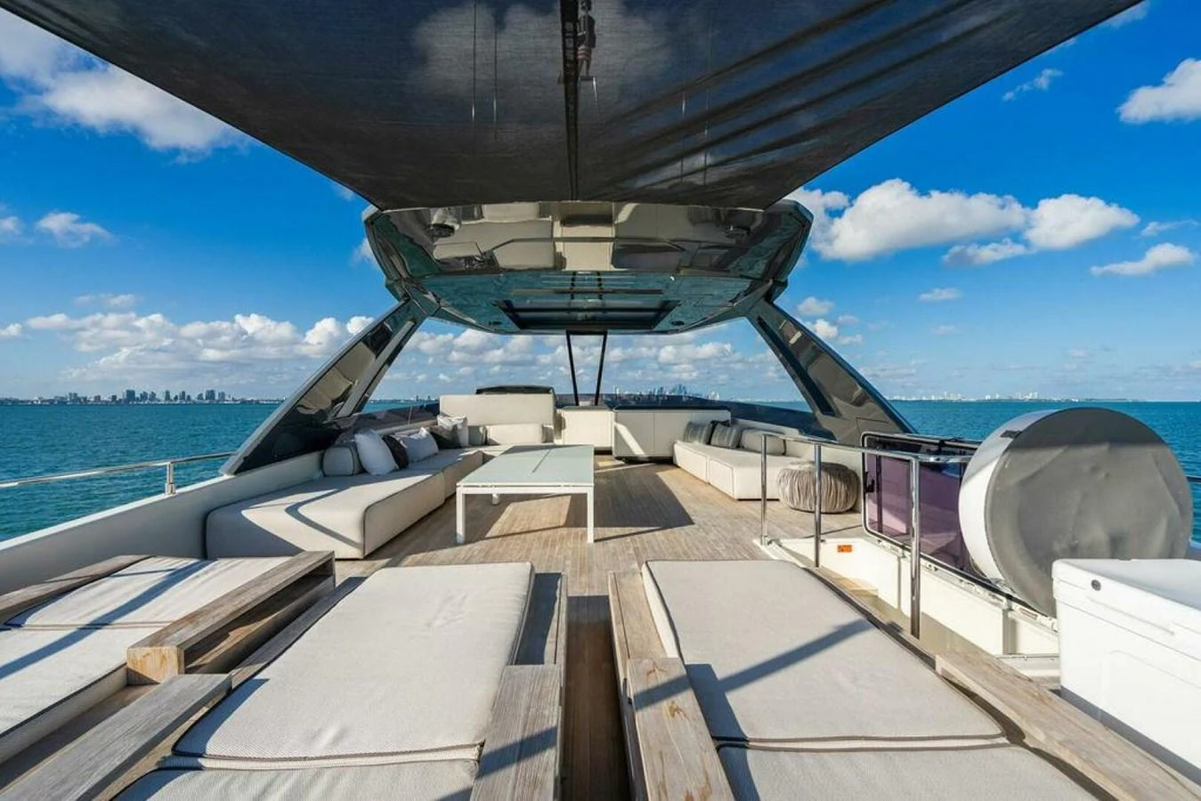 a deck of a boat on a body of water aboard 85 FERRETTI Yacht for Sale