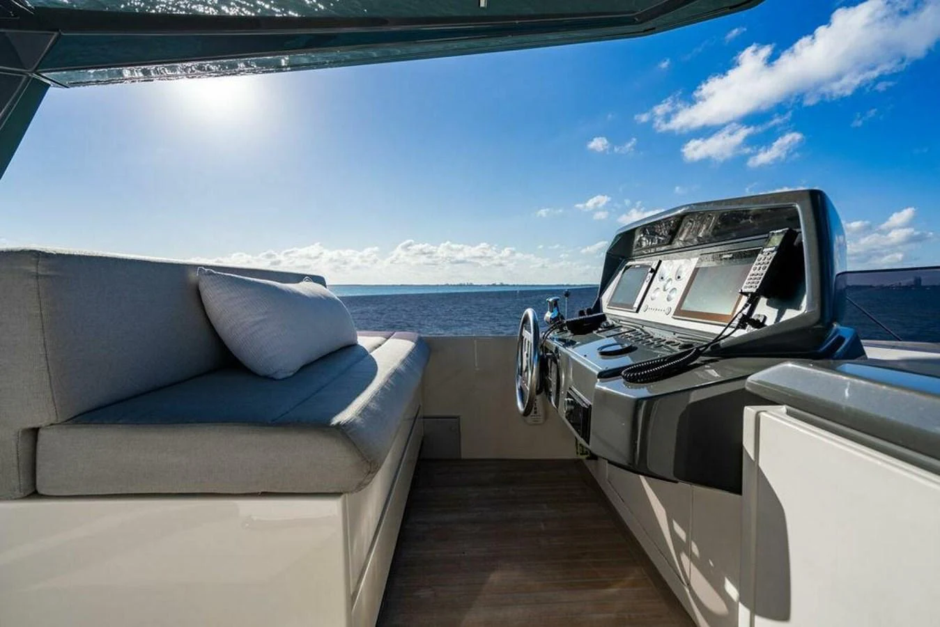 a car on a boat aboard 85 FERRETTI Yacht for Sale
