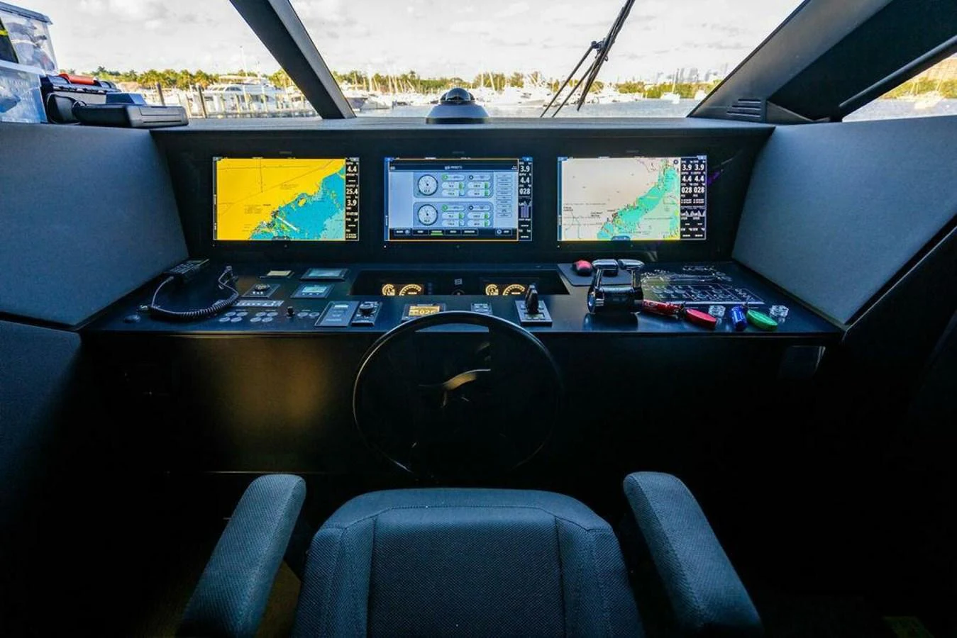 the inside of a car aboard 85 FERRETTI Yacht for Sale