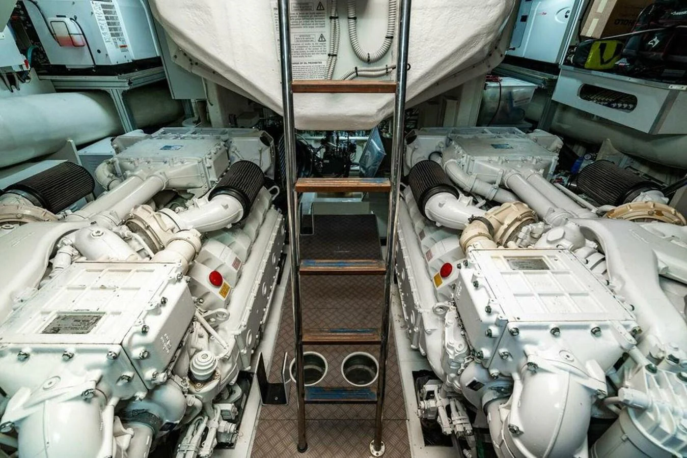 a large room with several pieces of equipment aboard 85 FERRETTI Yacht for Sale