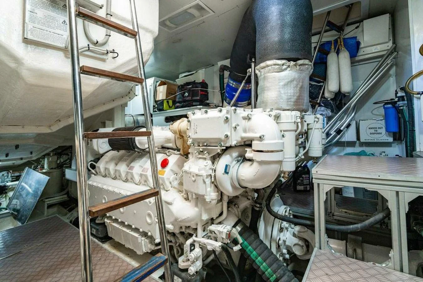 a machine with a large white cylinder aboard 85 FERRETTI Yacht for Sale