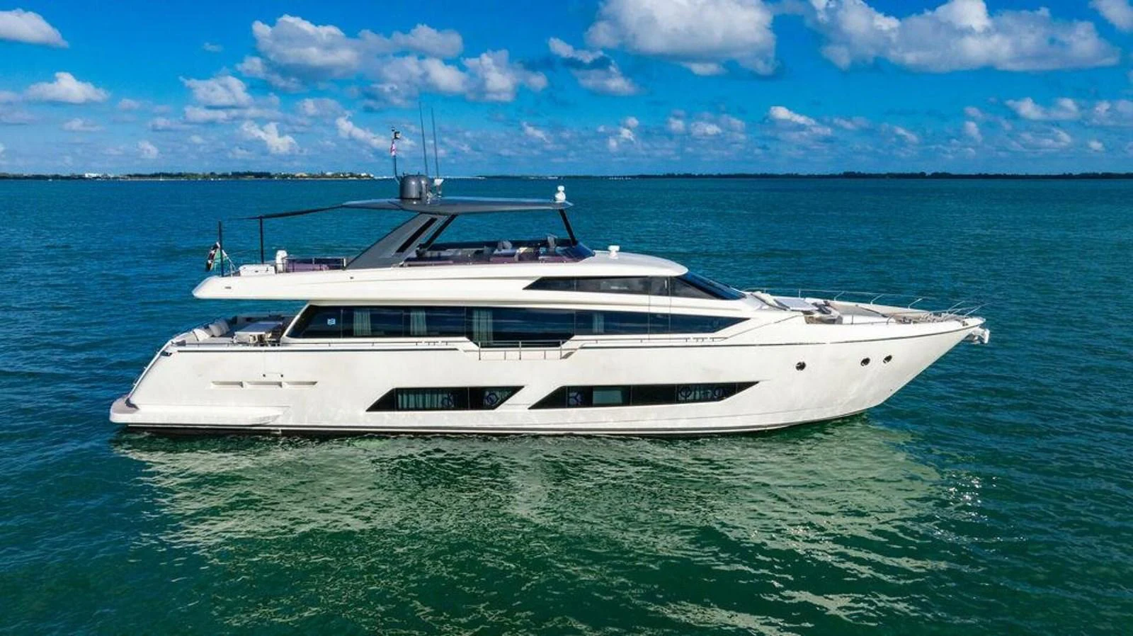 a white yacht in the water aboard 85 FERRETTI Yacht for Sale