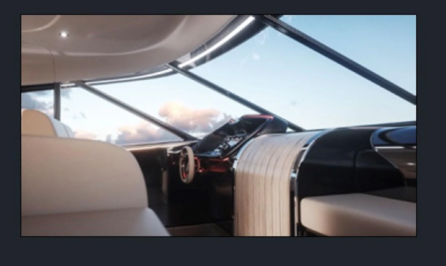 The helm station features sleek, modern design with expansive windows offering panoramic views. aboard OTTANTA VELOCE Yacht for Sale