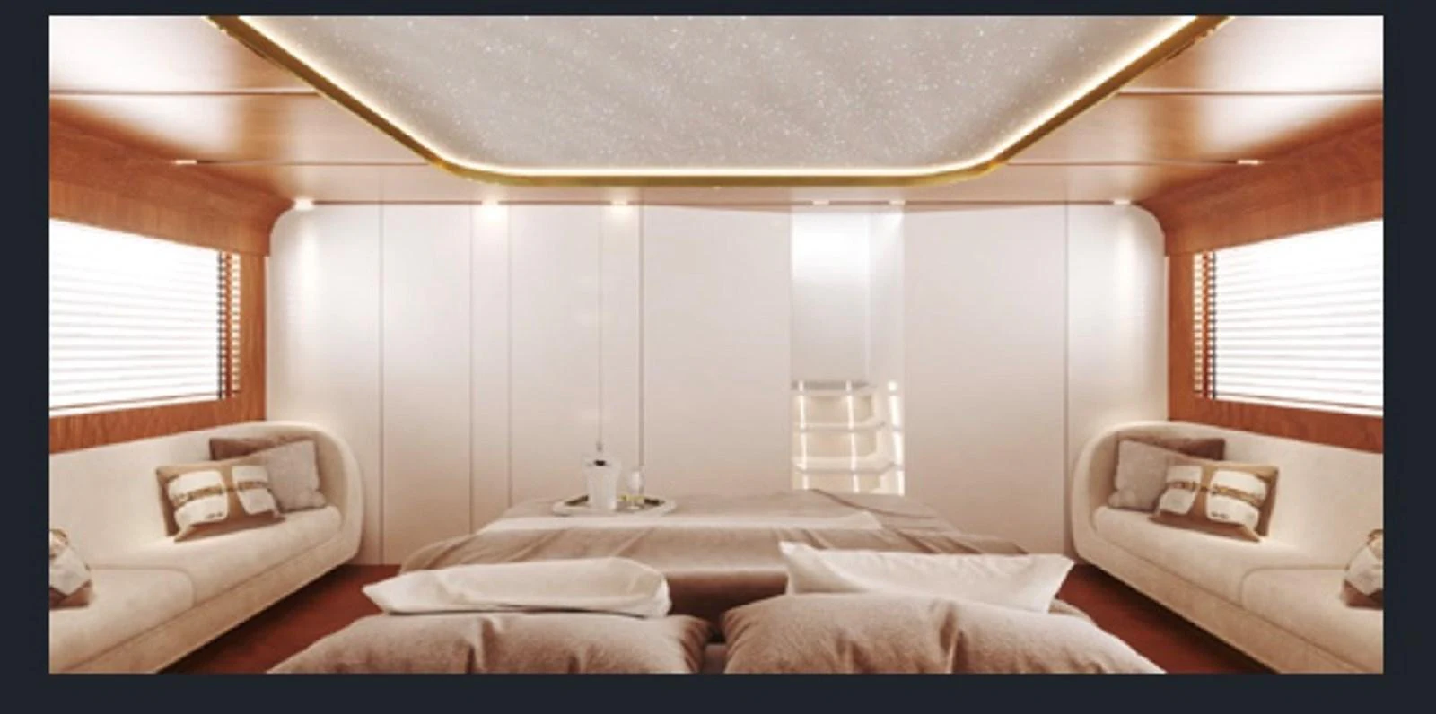 The master stateroom exudes luxury with its spacious layout and elegant design. aboard OTTANTA VELOCE Yacht for Sale