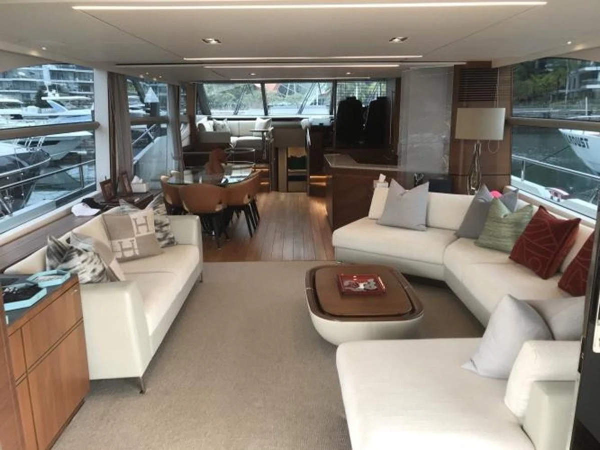 The yacht's salon features a spacious and elegant seating area with large windows offering panoramic views. aboard ANDAMAN PRINCESS Yacht for Sale
