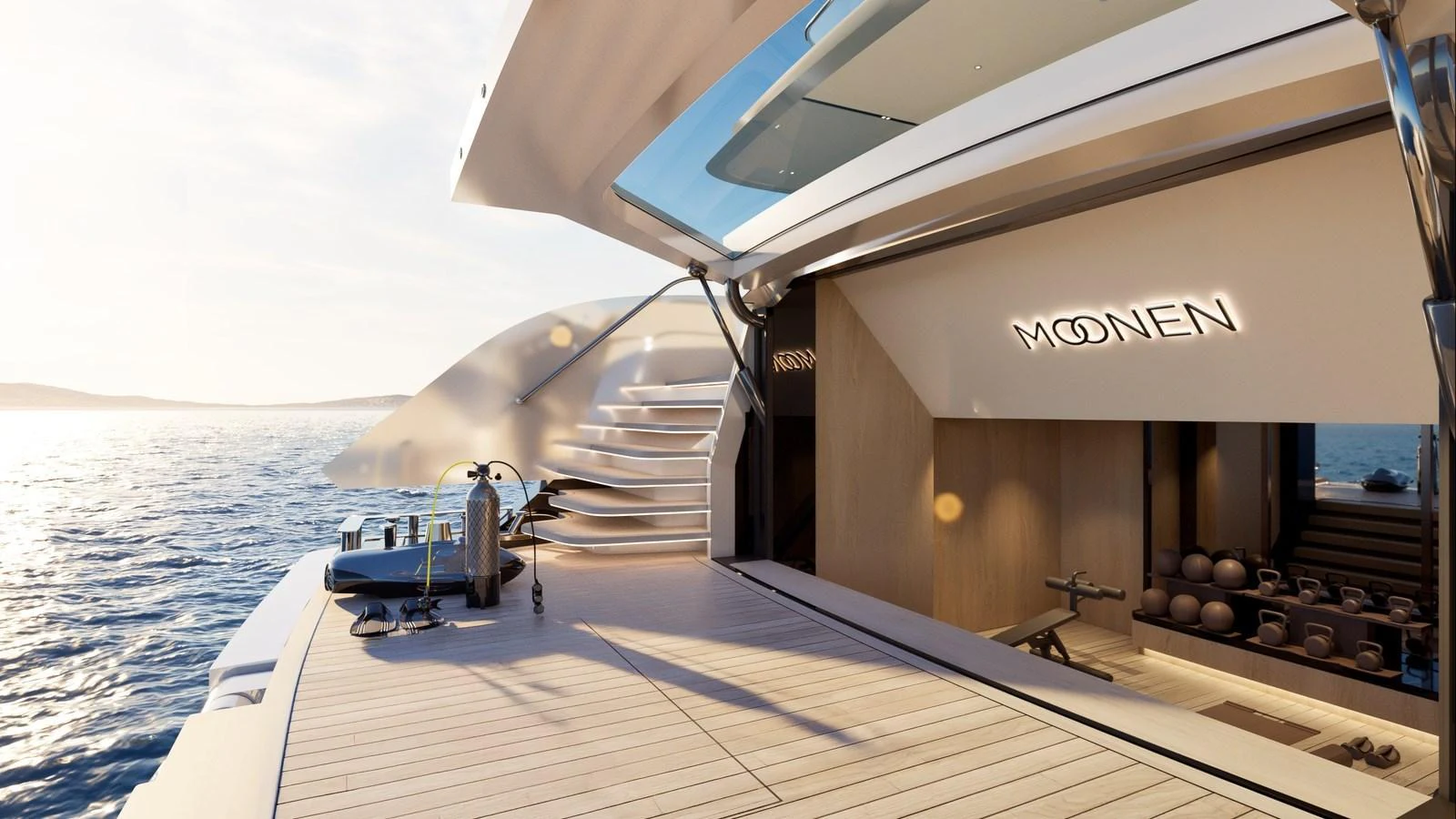 The yacht's aft deck features a spacious lounging area with direct access to the water. aboard 133 MALLORCA Yacht for Sale