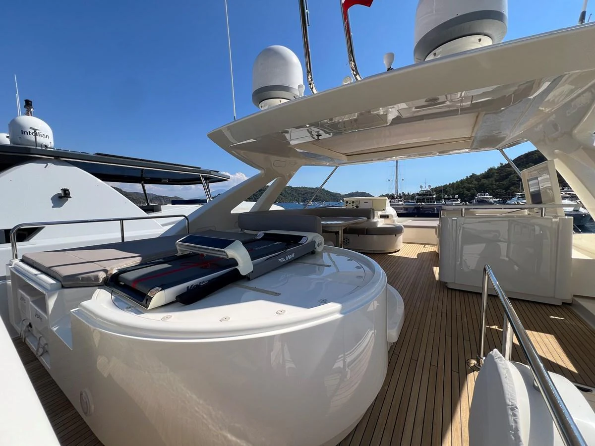 a boat on a deck aboard NGV Yacht for Sale