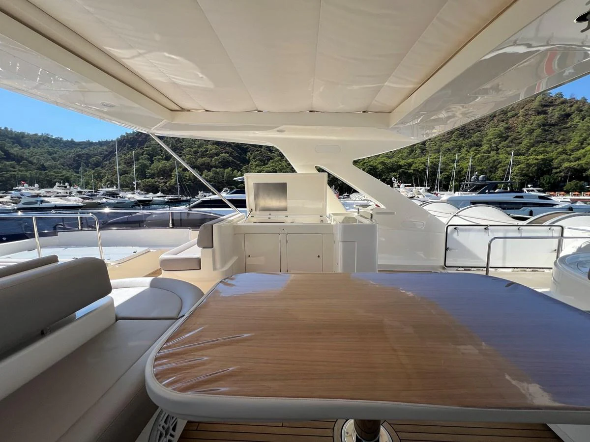 a table on a boat aboard NGV Yacht for Sale