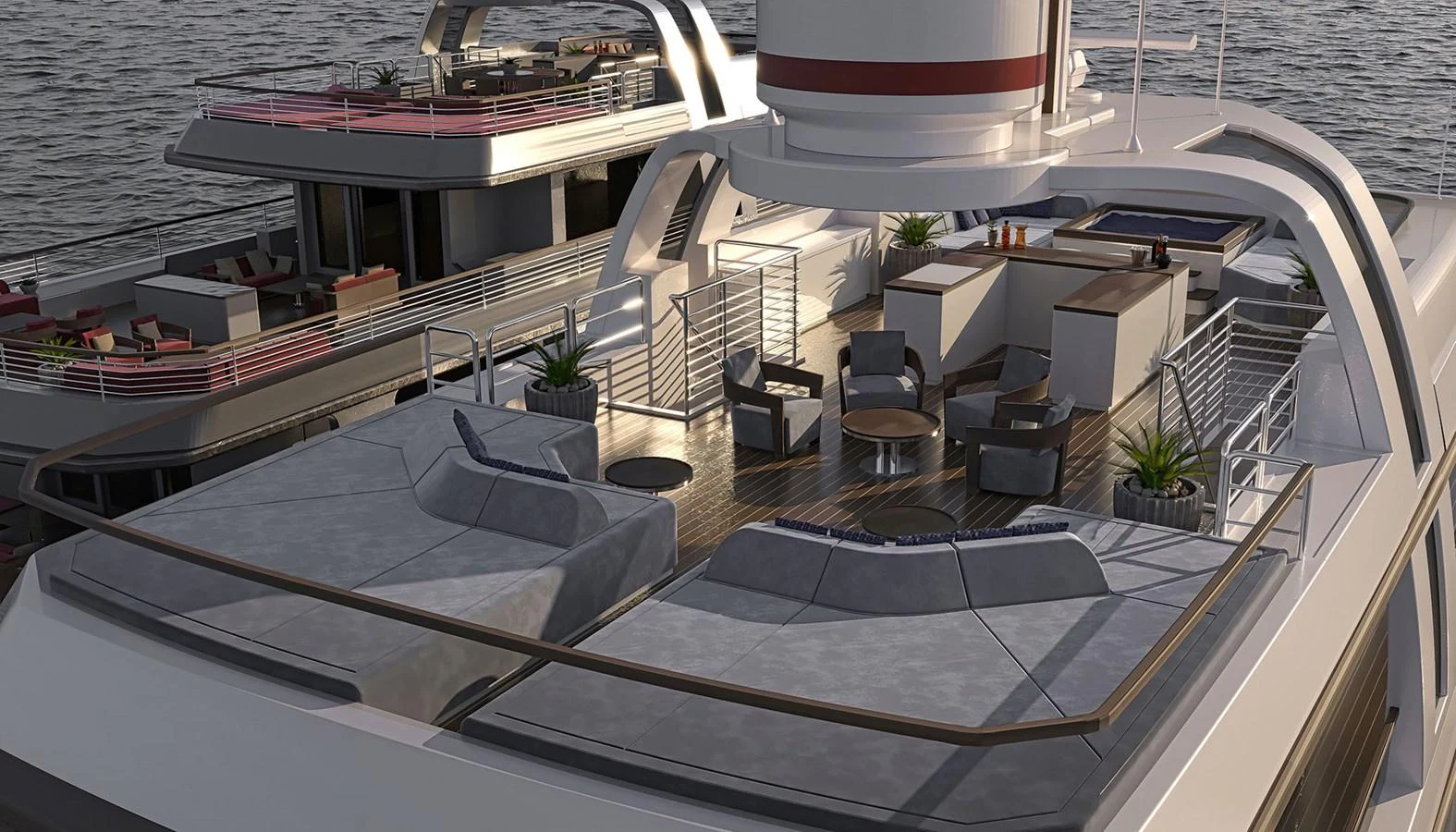 a deck of a ship aboard DEIMOS Yacht for Sale