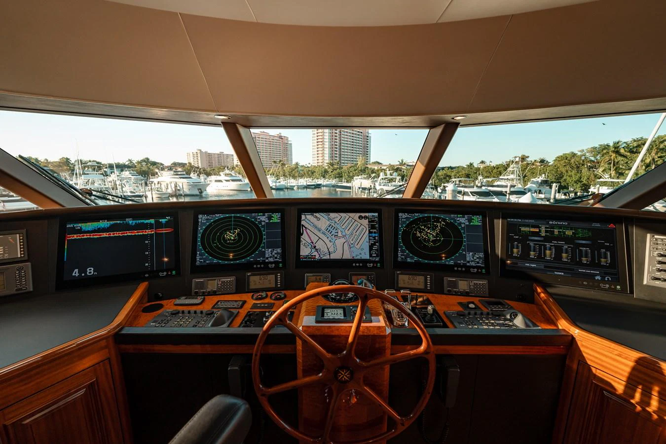 inside of a vehicle with screens aboard BLUE TIME Yacht for Sale