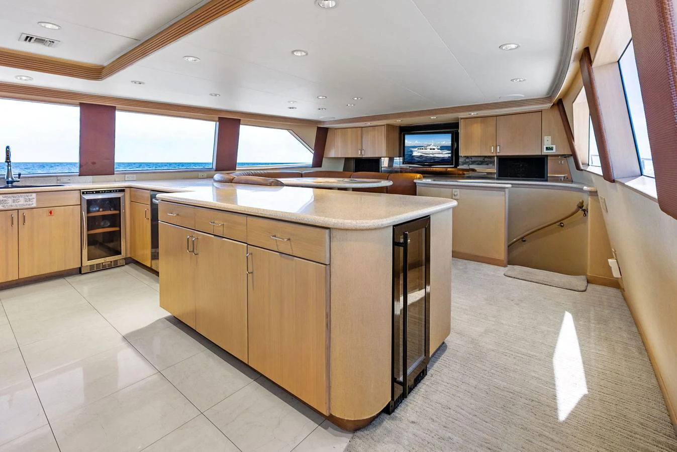 The spacious galley features modern appliances and ample counter space with panoramic views. aboard BRAVO ZULU Yacht for Sale