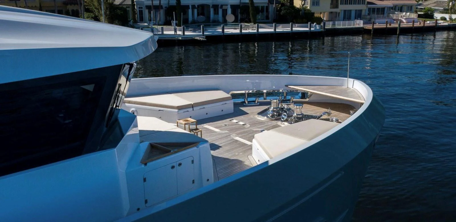 The foredeck features ample seating and a spacious layout for relaxation. aboard M/Y MASHA Yacht for Sale
