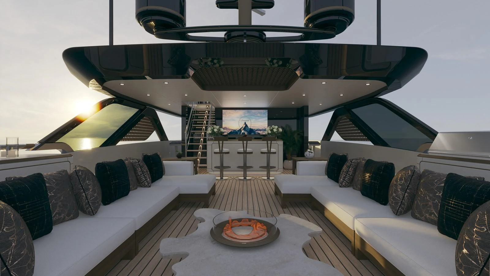 a room with a bed and a table aboard BERING 165 EXPLORER YACHT Yacht for Sale
