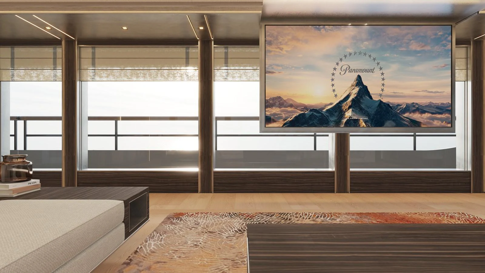 a large room with a large painting aboard BERING 165 EXPLORER YACHT Yacht for Sale