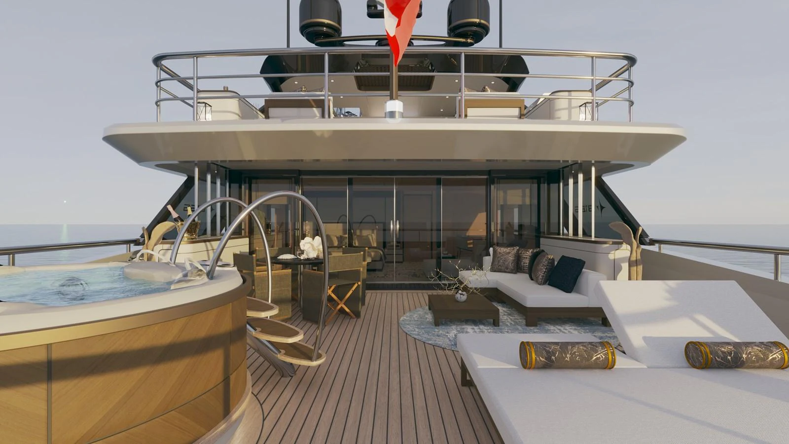 a boat on a deck aboard BERING 165 EXPLORER YACHT Yacht for Sale