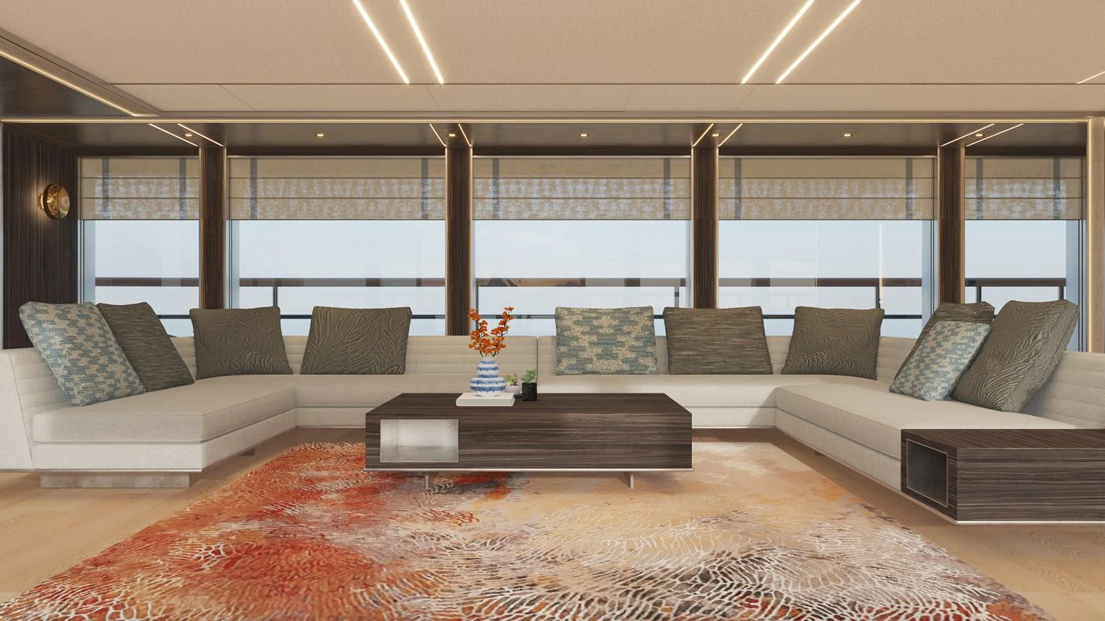 a large living room with a large window aboard BERING 165 EXPLORER YACHT Yacht for Sale