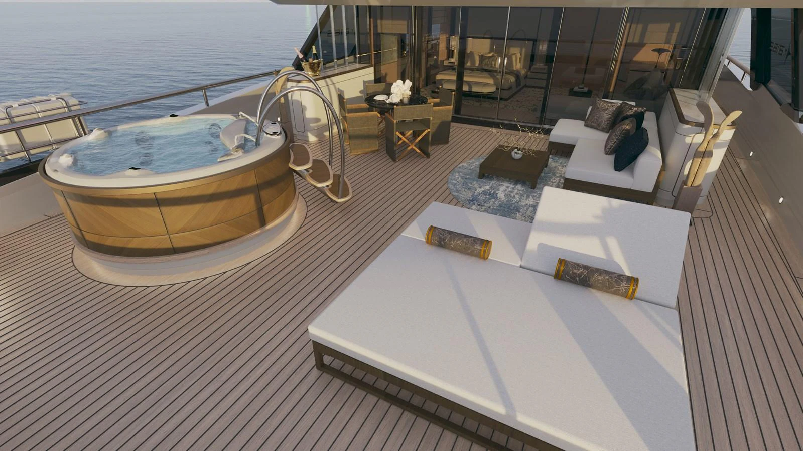 a boat on a deck aboard BERING 165 EXPLORER YACHT Yacht for Sale