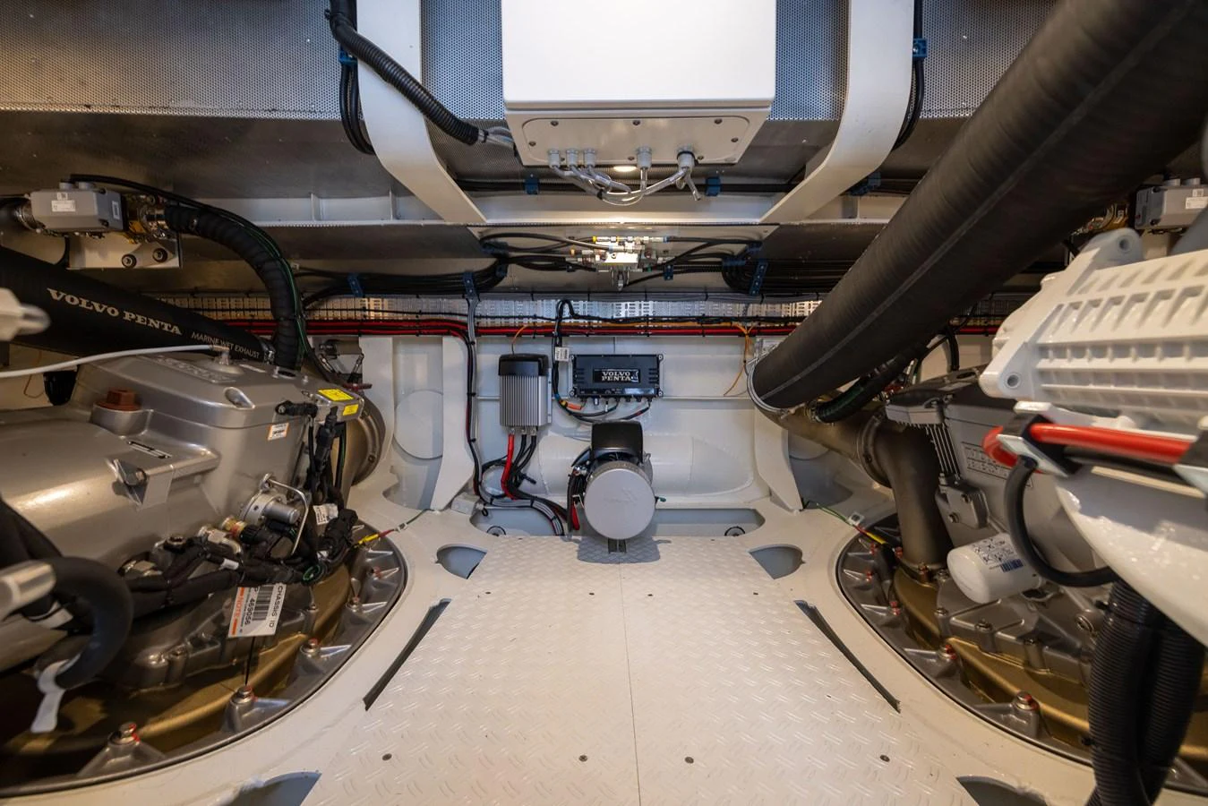 The image showcases the yacht's well-organized and clean engine room with advanced machinery. aboard GRIT Yacht for Sale