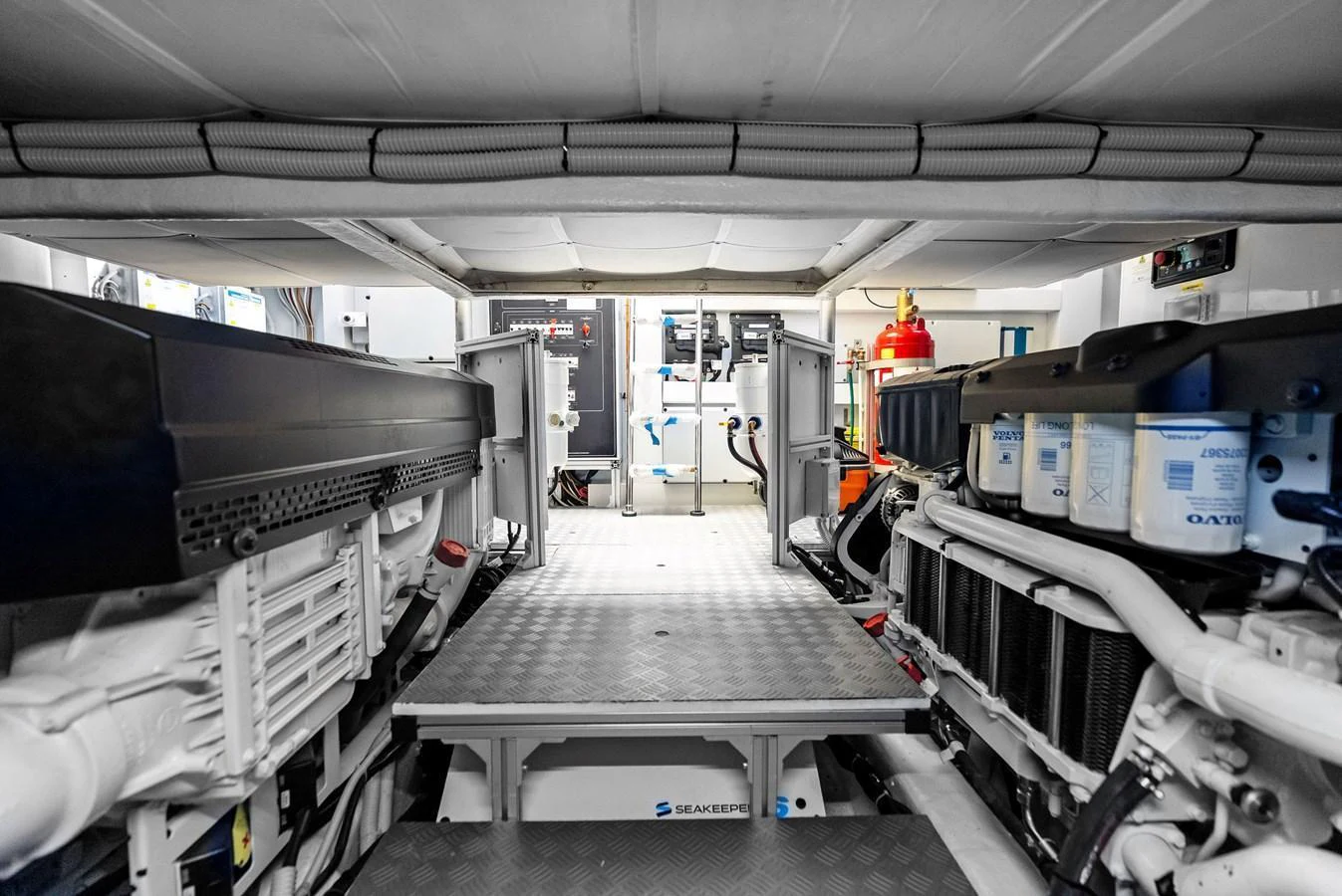 The engine room features advanced machinery and equipment, showcasing the yacht's powerful engineering. aboard ANOTHER WORLD Yacht for Sale