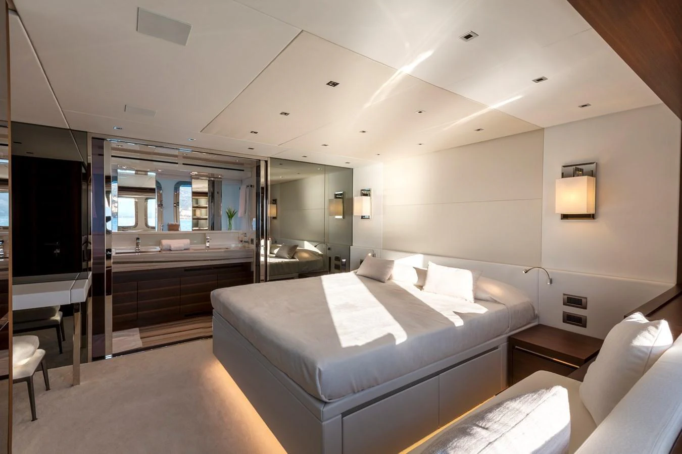 The master stateroom offers a spacious and luxurious retreat with modern furnishings and ample natural light. aboard QUEEN MARTINA Yacht for Sale
