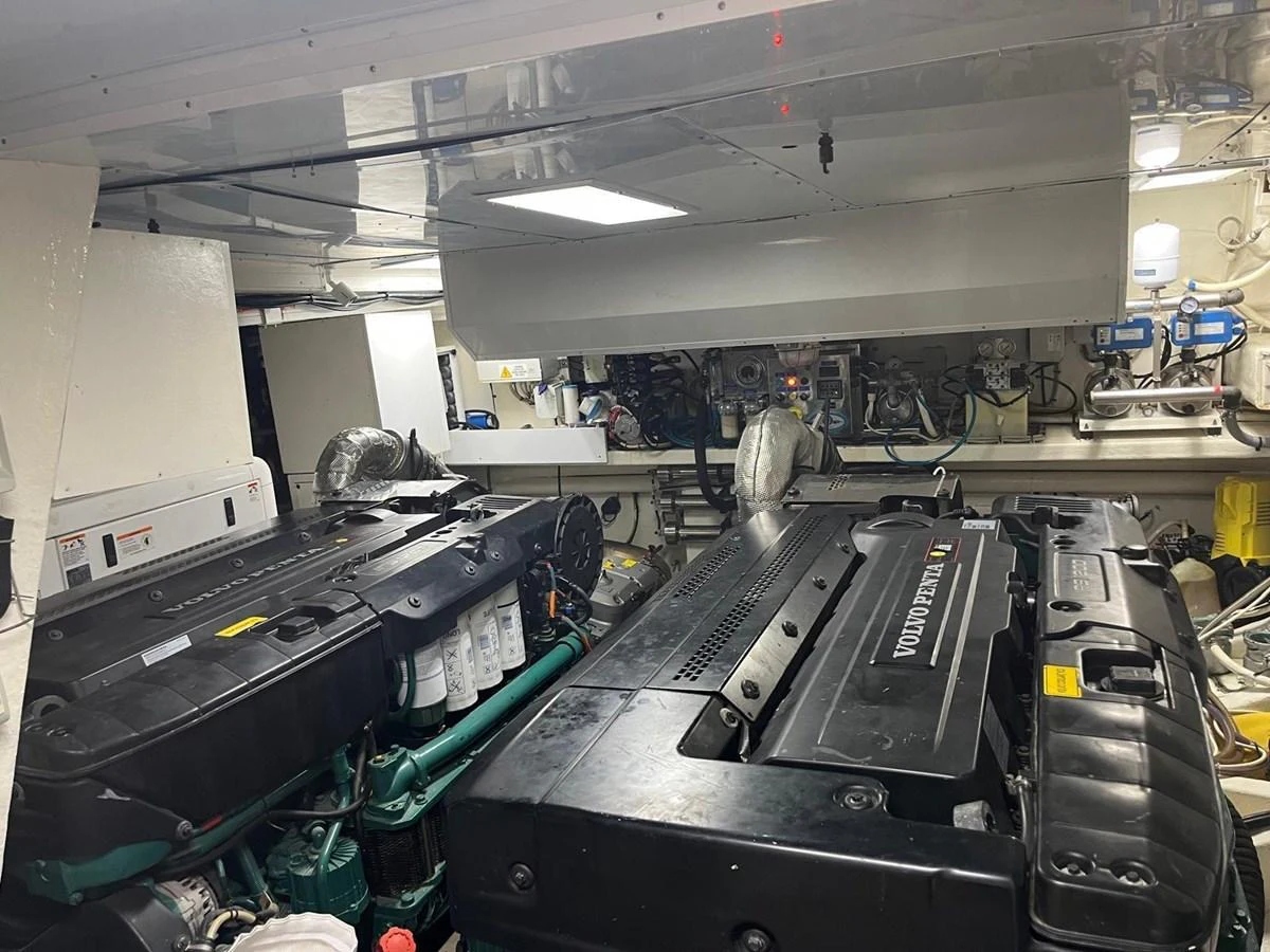 a room with machines and equipment aboard NEVER TOO LATE Yacht for Sale
