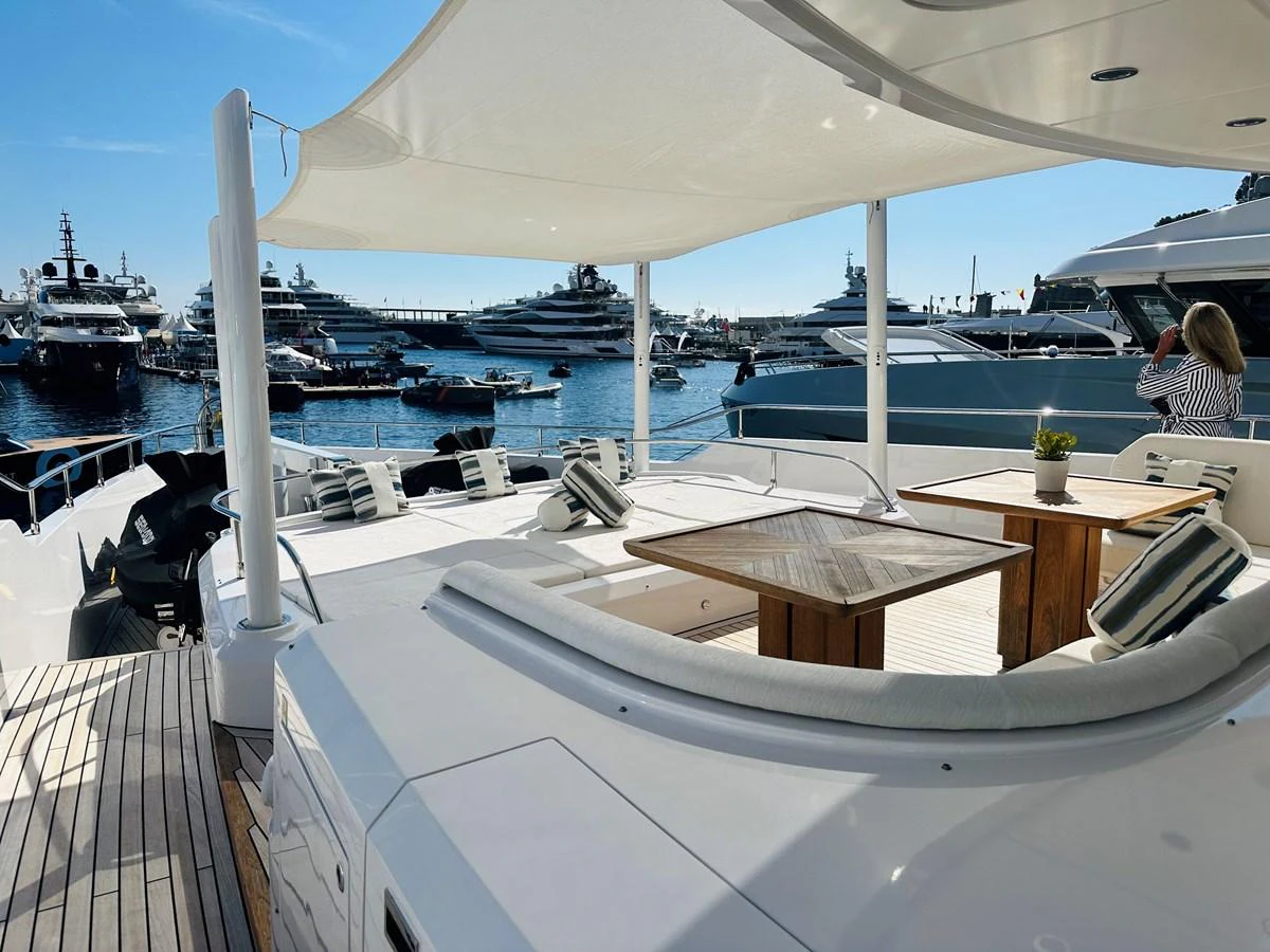 a boat on the water aboard OPTIMISM Yacht for Sale
