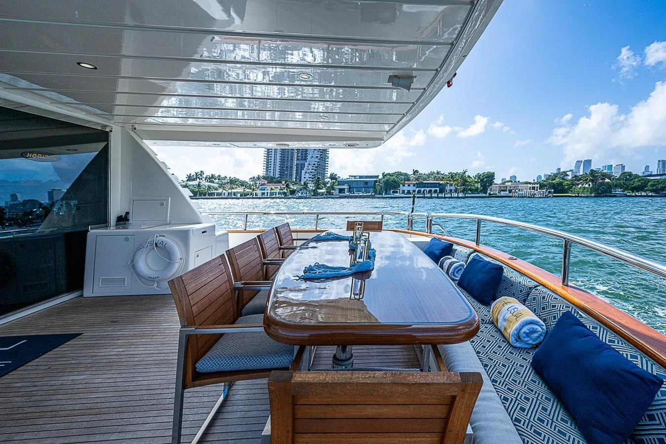a boat on a deck aboard THE USUAL Yacht for Sale