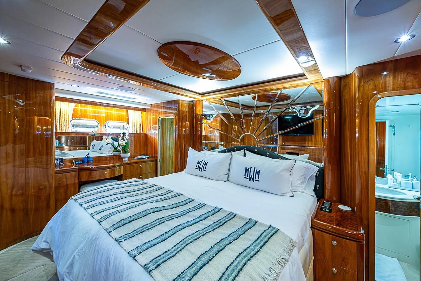 a bed in a cabin aboard THE USUAL Yacht for Sale